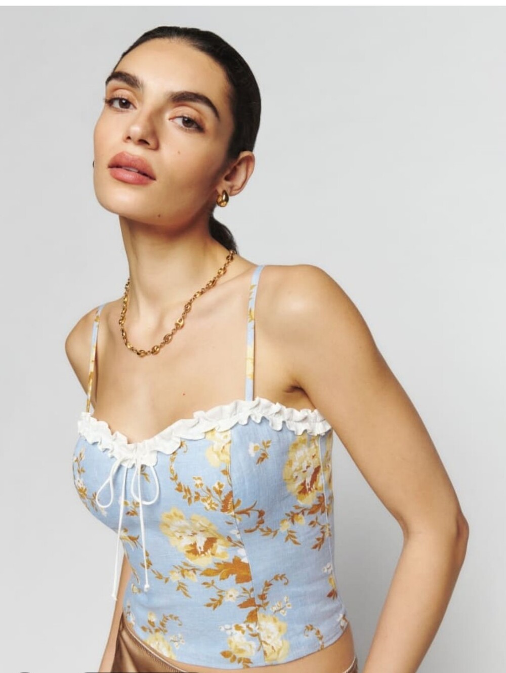 REFORMATION Skylar Linen Top - Heavenly.